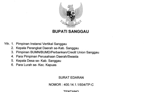 Surat Edaran Hari Jadi 408 Kota Sanggau Tahun 2024