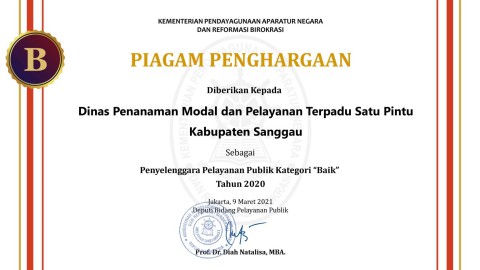 Piagam Penghargaan Dalam Penyelenggaraan Pelayanan Publik Kategori