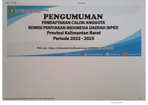 Pengumuman Pendaftaran Calon Anggota Komisi Penyiaran Indonesia Daerah (KPID) Kalimantan Barat 2022-2025