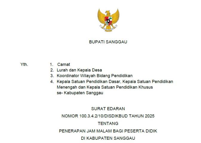 PENERAPAN JAM MALAM BAGI PESERTA DIDIK DI KABUPATEN SANGGAU