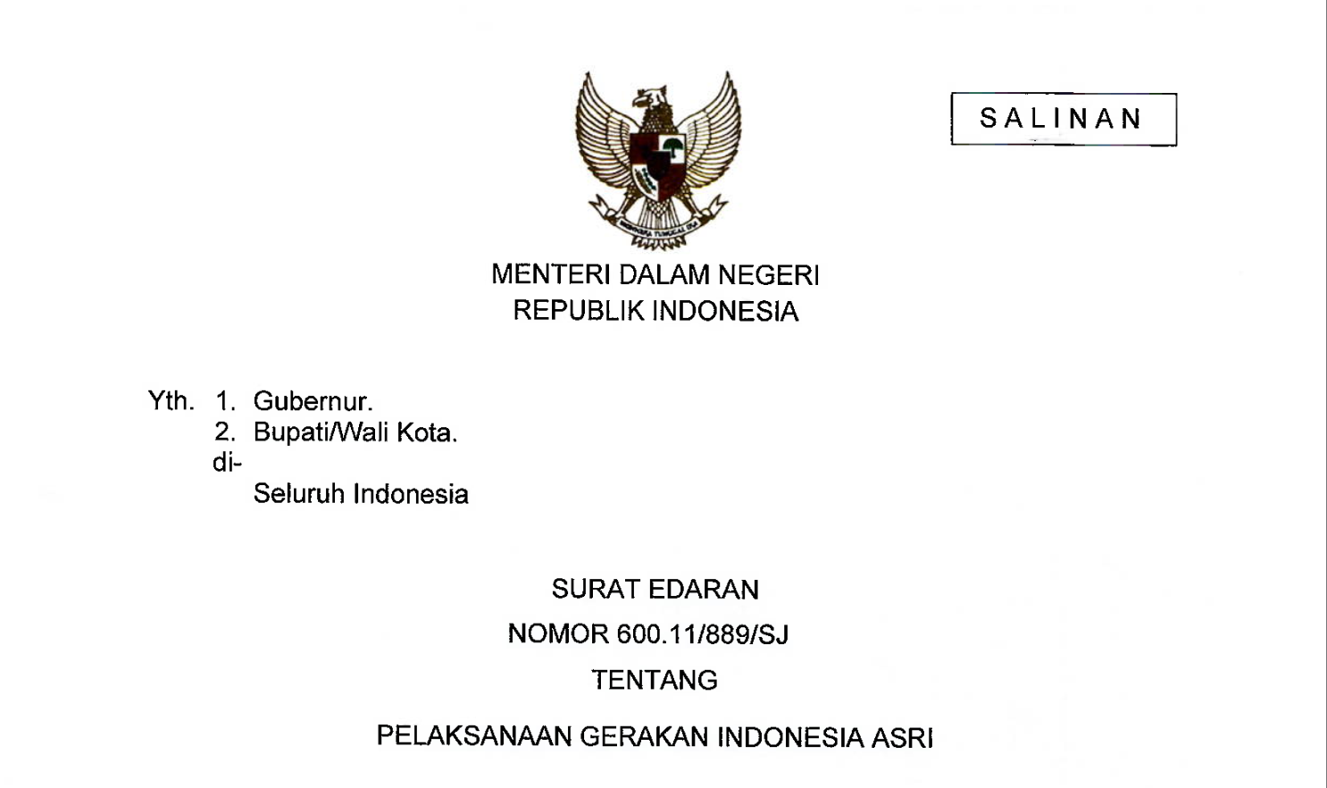 Pelaksanaan Gerakkan Indonesia ASRI