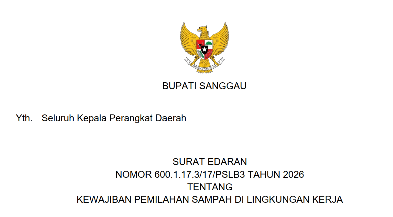 Surat Bupati Edaran Pemilahan Sampah OPD